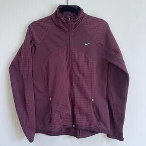 Nike Women's Full Zip Collared Running Workout Athletic Thermal Jacket Plum M